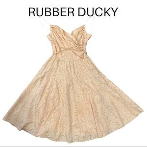 Rubber Ducky sz S butter yellow floral FNF dress w/sequins